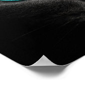 Schwarze Katzengesicht mit türkisfarbenen Augen Poster (Ecke)