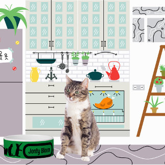 Schwarze katzengrüne Silhouette mit Katzenbezeichn Napf