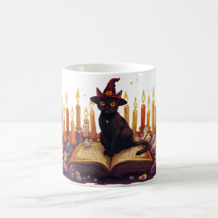 Schwarze Katzenhexen-Tasse   Magischer Halloween-K Kaffeetasse