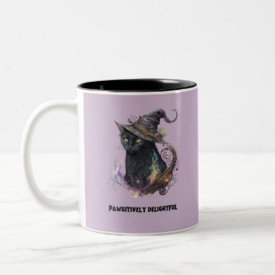 Schwarze Katzenhexenhut Gruselig Unheimlich Lustig Zweifarbige Tasse