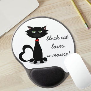 Schwarze Katzenjacke-Lieben Eine weiße, Niedliche  Gel Mousepad