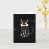 Schwarze Katzenknochen-Fledermäuse Halloween Karte (Gelbe Blume)