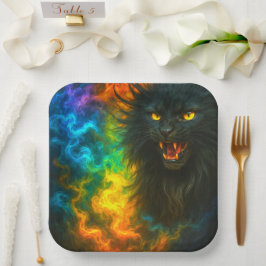 Schwarze Katzenkunst Pappteller