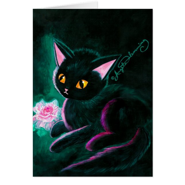 Schwarze Katzenkunstkarten (Vorne)