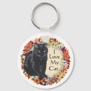 Schwarze Katzenliebe Schlüsselanhänger