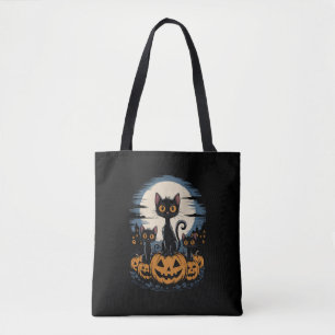 Schwarze Katzenliebhaber Halloween Sternennacht Va Tasche