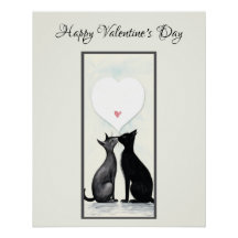 Schwarze Katzenliebhaber-Herz Valentinstag No2