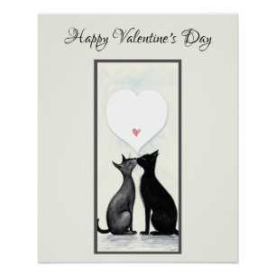 Schwarze Katzenliebhaber-Herz Valentinstag No2 Poster