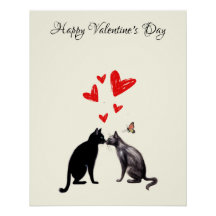 Schwarze Katzenliebhaber Herz Valentinstag