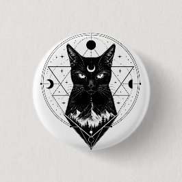 Schwarze Katzenliebhaber-Patches. Magischer Katzen Button