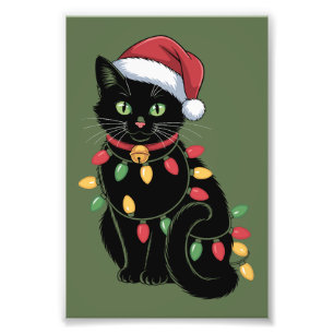 Schwarze Katzenliebhaber Weihnachten Kätzchen Gesc Fotodruck