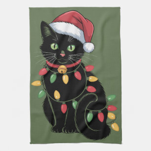 Schwarze Katzenliebhaber Weihnachten Kitten Gesche Geschirrtuch