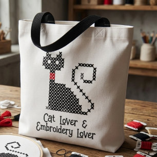 Schwarze Katzenliebhaberin Tasche