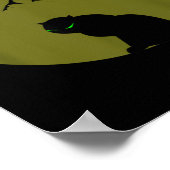 Schwarze Katzenmond Fledermäuse Halloween Poster (Ecke)