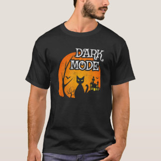 Schwarze Katzenmond Gruselszene Halloween T-Shirt