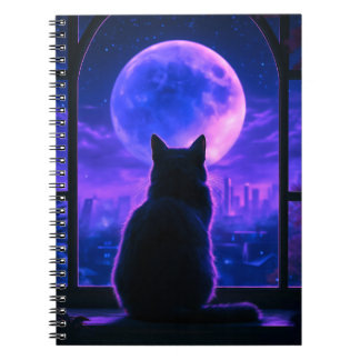 Schwarze Katzenmondnacht Notizblock
