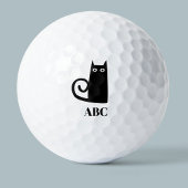 Schwarze Katzenmonogramm Golfball