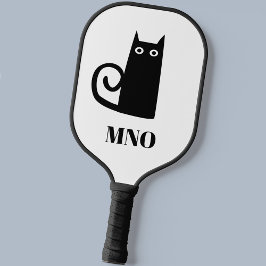 Schwarze Katzenmonogramm Pickleball Schläger