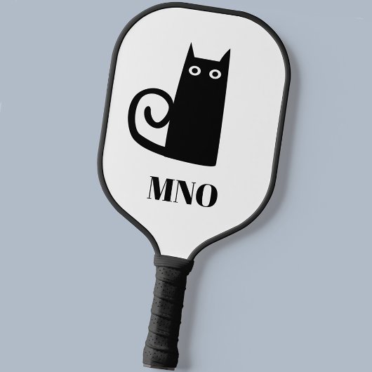 Schwarze Katzenmonogramm Pickleball Schläger