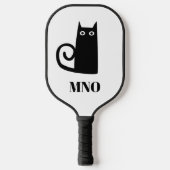 Schwarze Katzenmonogramm Pickleball Schläger (Vorderseite)
