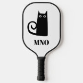 Schwarze Katzenmonogramm Pickleball Schläger (Rückseite)