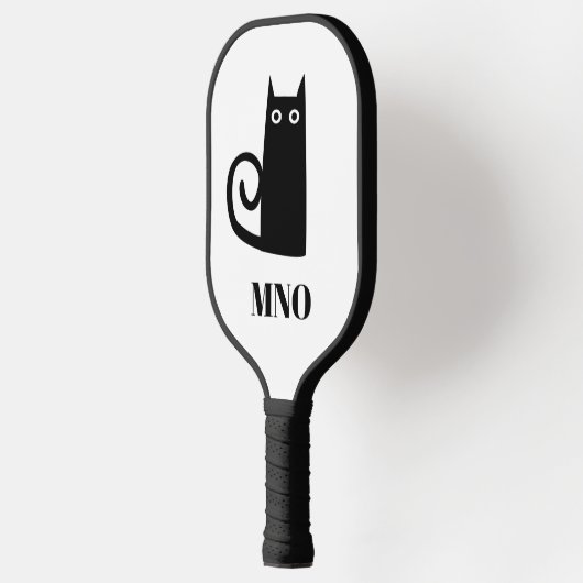 Schwarze Katzenmonogramm Pickleball Schläger (Links)