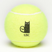 Schwarze Katzenmonogramm Tennisbälle (Rückseite)