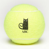 Schwarze Katzenmonogramm Tennisbälle (Vorderseite)