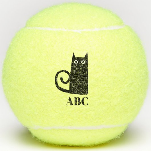 Schwarze Katzenmonogramm Tennisbälle