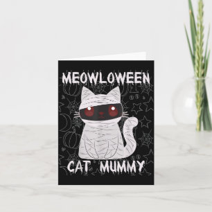 Schwarze Katzenmumie Halloween Karte