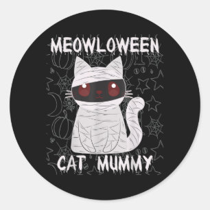 Schwarze Katzenmumie Halloween Runder Aufkleber