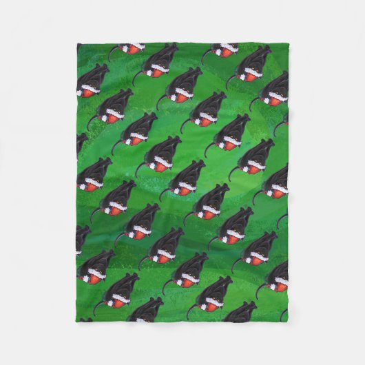 Schwarze Katzenmuster auf Grün Fleecedecke (Vorderseite)