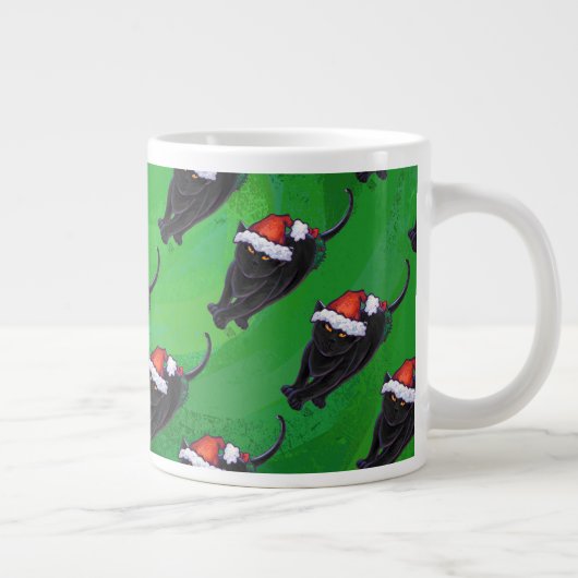 Schwarze Katzenmuster auf Grün Jumbo-Tasse (Rechts)