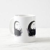 Schwarze Katzenmutter Süße Gothic Hexen Mondsichel Kaffeetasse (Vorderseite Links)