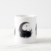 Schwarze Katzenmutter Süße Gothic Hexen Mondsichel Kaffeetasse (Mittel)