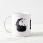 Schwarze Katzenmutter Süße Gothic Hexen Mondsichel Kaffeetasse (Links)