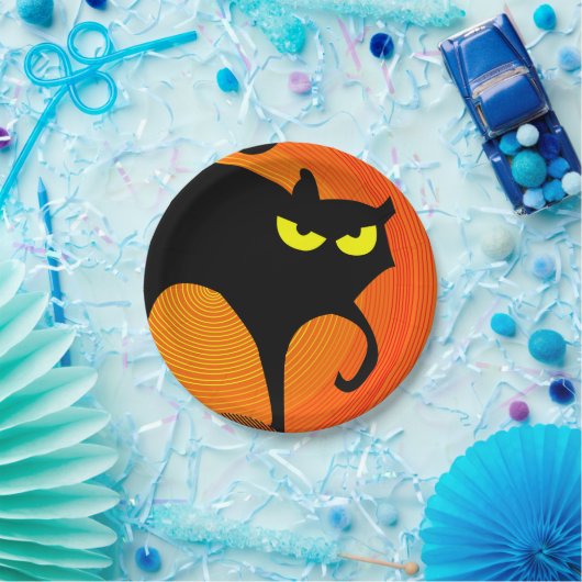 Schwarze Katzenpapierplatte Pappteller (Party)