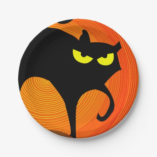 Schwarze Katzenpapierplatte Pappteller (Vorderseite)