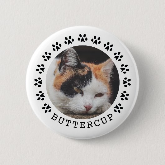 Schwarze Katzenpaw druckt Frame Pet Foto Button (Vorderseite)