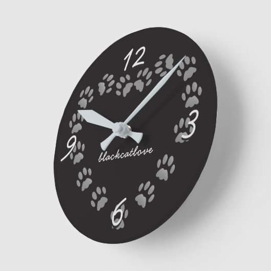 Schwarze Katzenpaw Personalisierte Wand-Uhr Runde Wanduhr (Winkel)