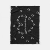 Schwarze Katzenpaw Print Heart Fleece Throw Blanke (Vorderseite)