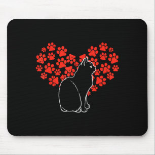 Schwarze Katzenpfote Herz Süß Valentinstag Tierlie Mousepad