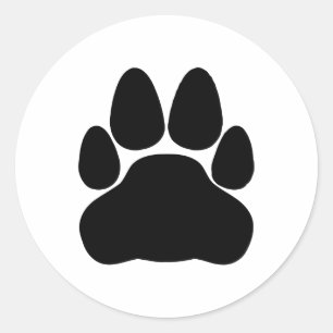 Schwarze Katzenpfotenabdruck-Form Runder Aufkleber