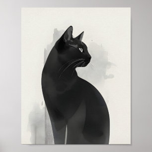 Schwarze Katzenporträt-Wandkunst Perfektes Geschen Poster