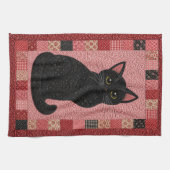 Schwarze Katzenquilt Geschirrtuch (Horizontal)