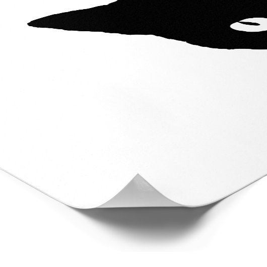 Schwarze Katzenseitenansicht weiß Poster (Ecke)