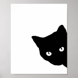 Schwarze Katzenseitenansicht weiß Poster
