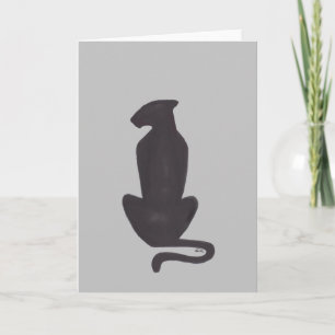 Schwarze Katzensilhouette graue Grußkarte Karte