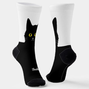 Schwarze Katzensocken Geschenk für Katzenliebhaber Socken