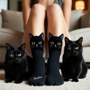 Schwarze Katzensocken-Geschenk für Katzenmama- und Socken